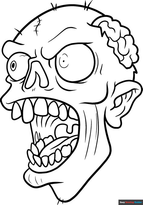 Zombie Face Coloring Page Easy Drawing Guides In 2024 Coloring Book