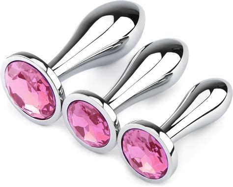 Anal Butt Plug 3pcs Set Safety Metal Anal Butt Plug Sex Toy With Crystal Diamond