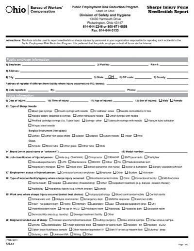 Incident Report Needle Stick Injury Reporting Form Reportform Net