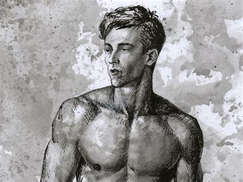 NAKED MALE TORSO Ink Drawing By Yaroslav Sobol Artfinder