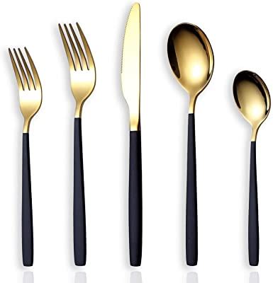 Berglander Piece Titanium Gold Plated Stainless Steel Flatware Set