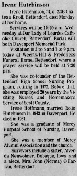 Irene Hoffmann Hutchinson 1910 1985 Find A Grave Memorial