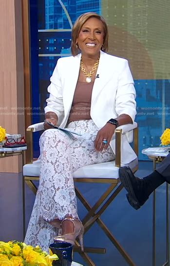 Wornontv Robins White Blazer And Lace Pants On Good Morning America Robin Roberts Clothes