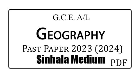 2023 2024 A L Geography Past Paper Sinhala Medium E Kalvi