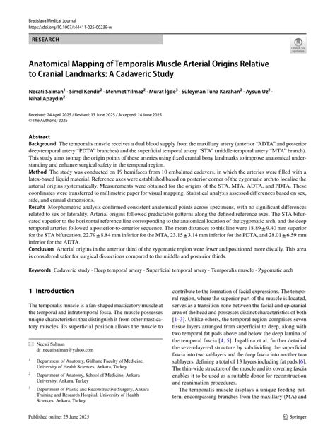 (PDF) Anatomical Mapping of Temporalis Muscle Arterial Origins Relative ...