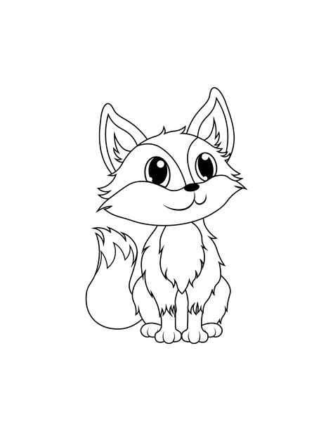 Printable Cute Little Fox / Digital Download / Cute Fox Coloring Pages ...