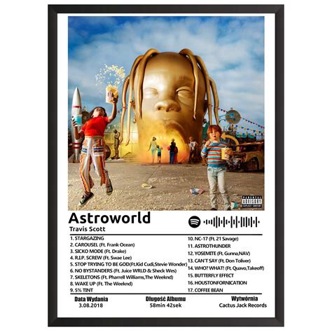 Travis Scott Astroworld Plakat Obraz Z Albumem W Ramce Prezent Obraz