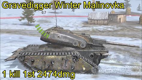 Gravedigger Winter Malinovka 1 Kill 1st 2474dmg WoT Blitz Replays