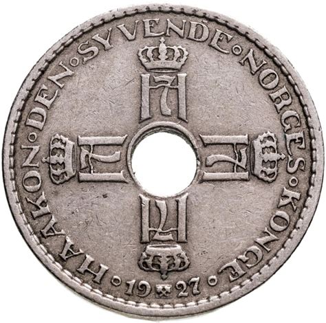 Монета Норвегия 1 крона (crown) 1927 стоимостью 380 руб.