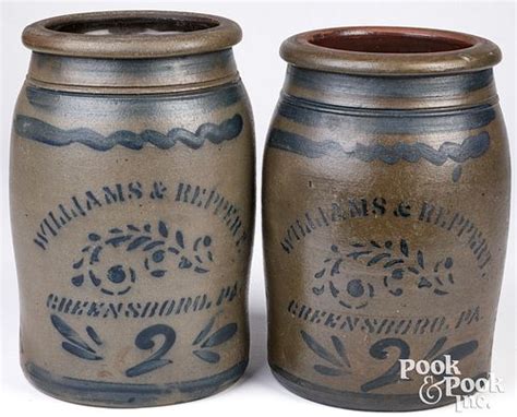 Two Western Pennsylvania Stoneware Two Gallon Jars Sold At Auction On