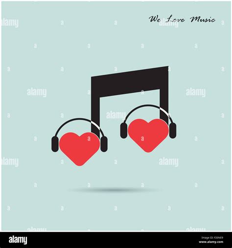 Creative Music Note Sign Icon And Silhouette Heart Symbol Love And