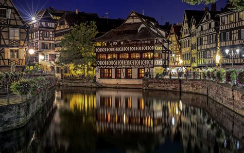 France Strasbourg Houses Rivers Bridges Trees Hd Wallpaper Rare