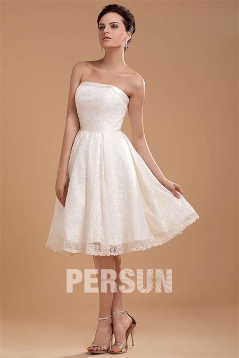 Robe de mariée bustier Empire courte en dentelle Persun fr