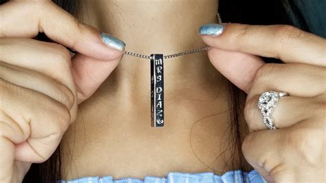 Bar Necklace Sided Bar Necklace Personalized Necklace Initial Neckla