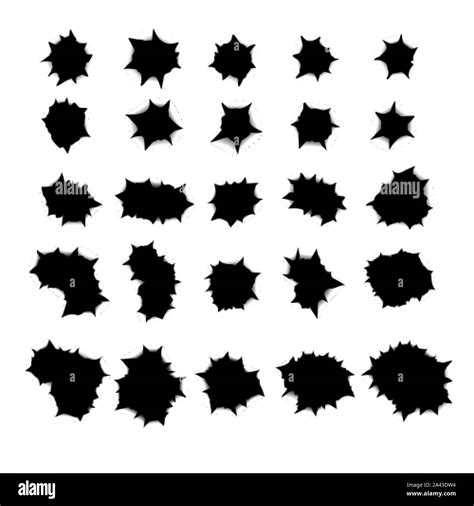 Set Of Bullet Holes And Gunshot Stencil Traces Made In Paper Stock
