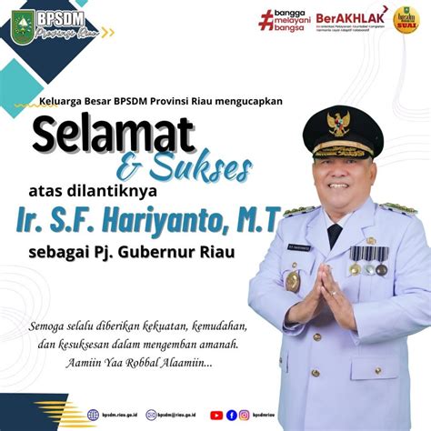 SELAMAT ATAS PELANTIKAN Pj GUBERNUR RIAU BPSDM PROVINSI RIAU