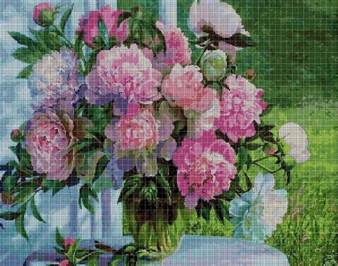 Peonies Cross Stitch Pattern In Pdf Dmc In Stitch Patterns