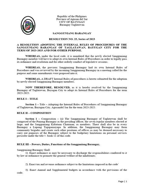 Resolution No. 25 2023 Internal Rules and Procedures | PDF | Committee ...