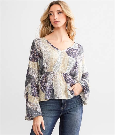 Daytrip Floral Peplum Dolman Top Womens Shirtsblouses In Multi Buckle