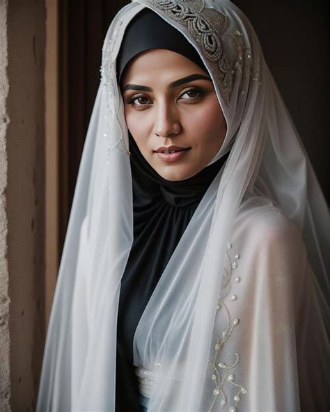 Premium Photo A Portrait Photo Of Beautiful Muslim Woman With A White