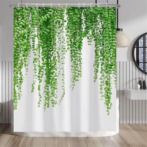 Refresh Your Bathroom With Green Leaf Botanical Shower Curtain Nature