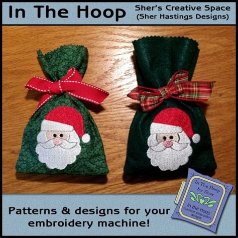 ITH Santa Treat Bag Or Small Gift Bag 5x7 Hoop Machine Embroidery