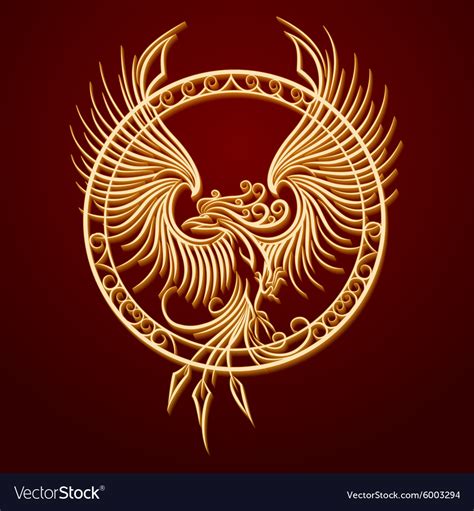 Phoenix Emblem In Circle Royalty Free Vector Image