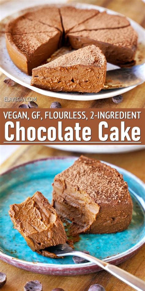 2 Ingredient Chocolate Fudge Cake Flourless Elavegan