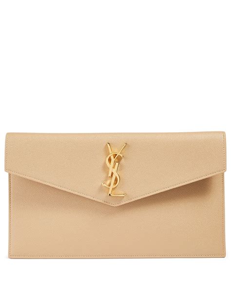 Saint Laurent Medium Uptown Ysl Monogram Leather Envelope Clutch Bag