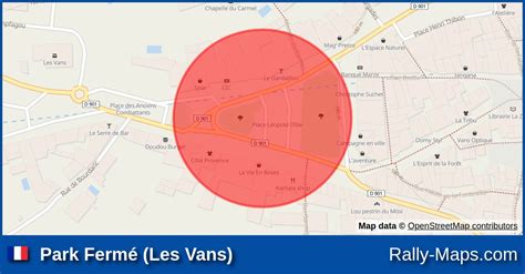 Park Fermé Les Vans stage map Rallye Régional du Vivarais 2008