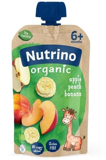 Nutrino Organic Voćni Pire Jabuka Breskva Banana 100g Cenoteka