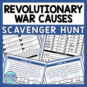 Revolutionary War Causes Scavenger Hunt Reading Comprehension Activity