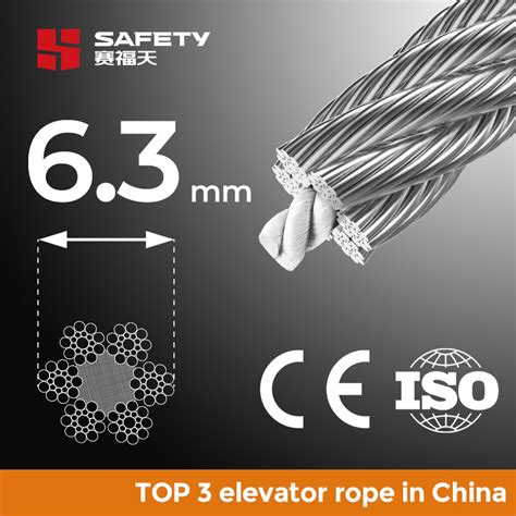 6 3mm 6X19 S Seale 1770 MPa Galvanized Elevator Governor Cable Steel