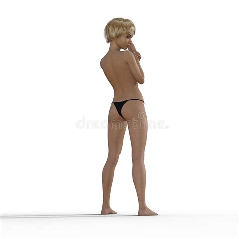 D Rendering Of Cartoon Girl Standing Nude Topless Stock Image Illustration Of Cartoon Pinup