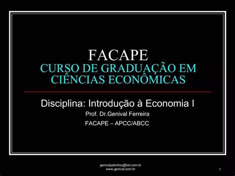 Ppt Facape Curso De Gradua O Em Ci Ncias Econ Micas Powerpoint