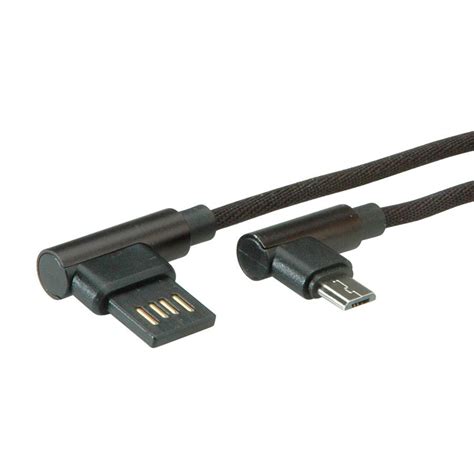 Cablu Reversibil Micro Usb B 20 La Usb A Unghi T T 3m Negru Roline 11