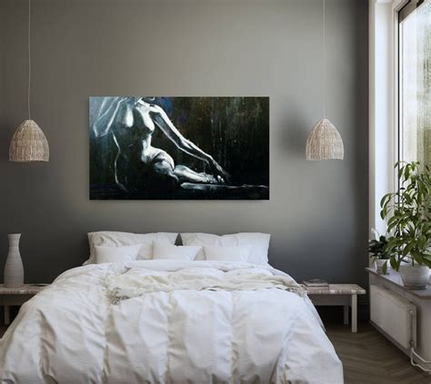 Extra Large Erotic Painting Original Oil Art Nude Black And White Etsy