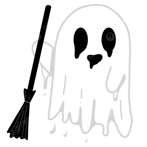 Halloween Ghost Png Image Halloween White Ghost With Witch Broomstick