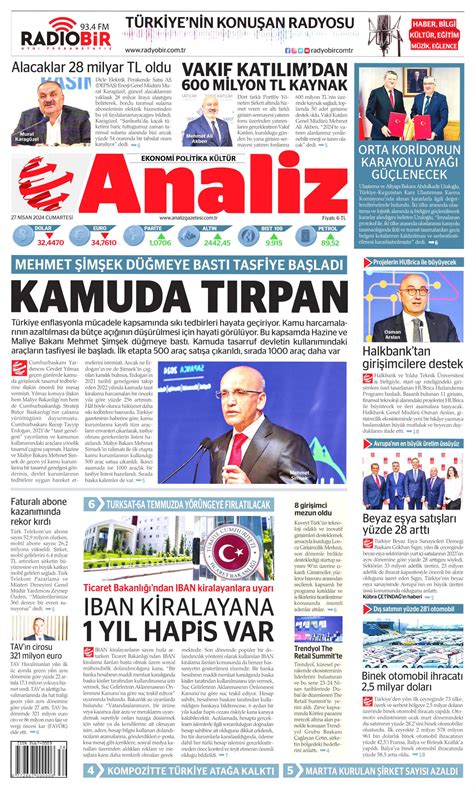 Analiz Gazetesi Analiz Manşet Oku Haberler 27 Nisan 2024