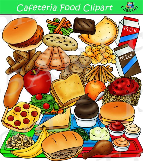 Cafeteria Food Clipart Graphics Set - Build A Lunch Tray - Clipart 4 School