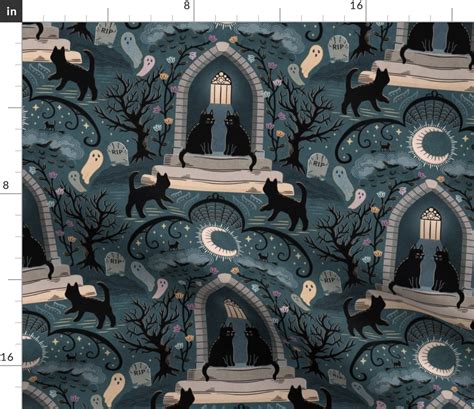 Witches Cats Visit Haunted Mansions And Fabric Spoonflower