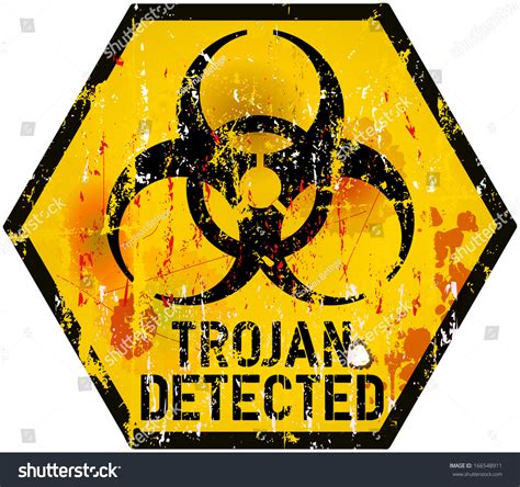 Trojan Computer Virus Alert Sign Vector Vetor Stock Livre De Direitos