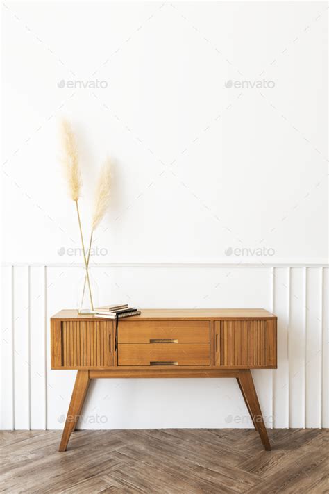 Pampas Grass In A Vase On A Wooden Sideboard Table Stock Photo By Rawpixel