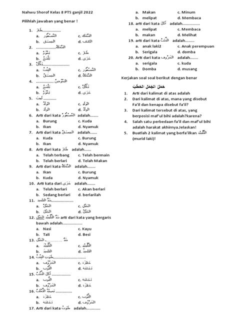 Nahwu Shorof Kelas 8 Pts Ganjil Pdf