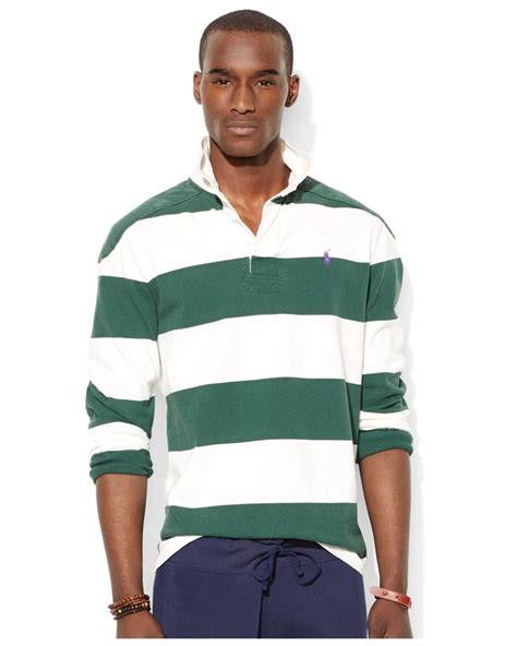 Polo Ralph Lauren Striped Rugby Shirt In Green For Men Lyst