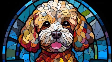 Premium Photo | A stained glass dog portrait of a dog.