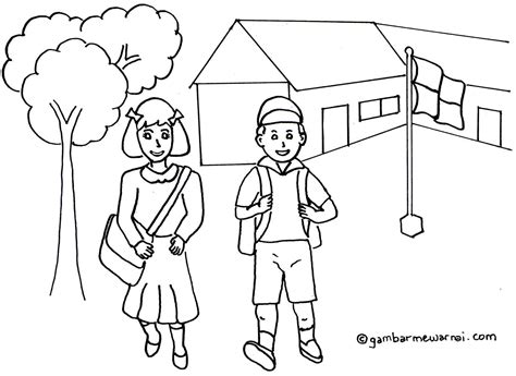 Populer 37 Mewarnai Gambar Sekolah