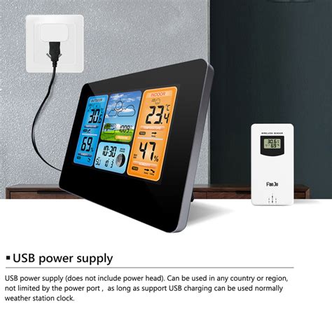 Digital Alarm Wall Clock Weather Station Wifi Indoor Outdoor