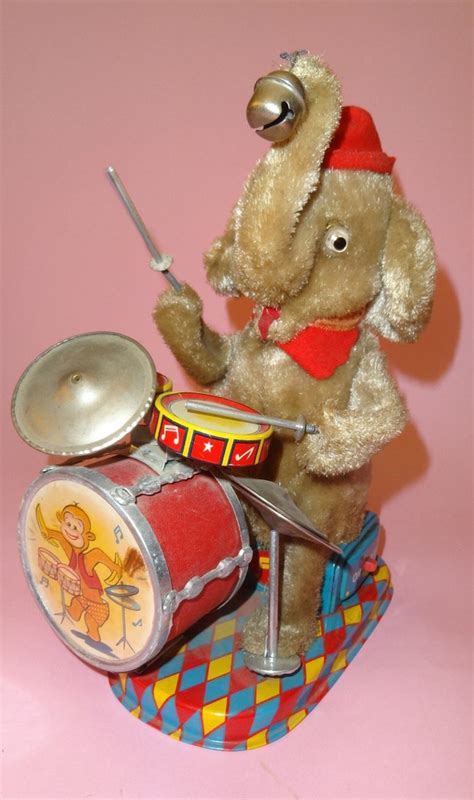 Vtg Drumming Elephant 9 By Alps Japan Tin Plush Battery Etsy