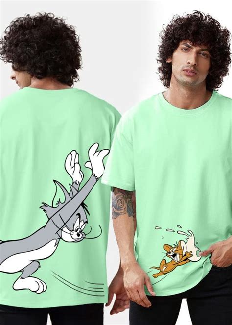 Tom And Jerry Mint Green Oversized T Shirt For Men Kwabey